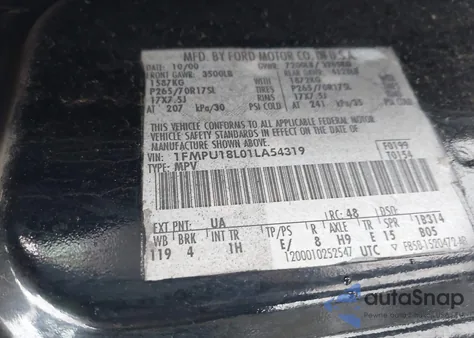 2001 Ford Expedition Eddie Bauer z USA, uszkodzony, nr VIN 1FMPU18L01LA54319